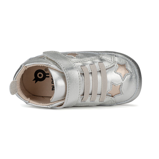 Old Soles 0005R High Splash baby leather shoe in Silver and Copper with splash design