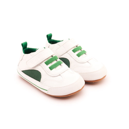 Old Soles 0078RT Meshy baby leather shoe in Snow and Green with mesh detail