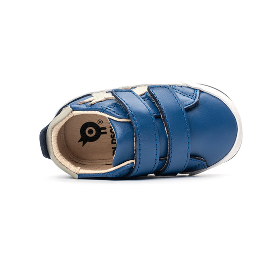 Old Soles 0088RT Baby Dash O baby leather shoe in Blau, Gris, and Blau Sole with classic detail