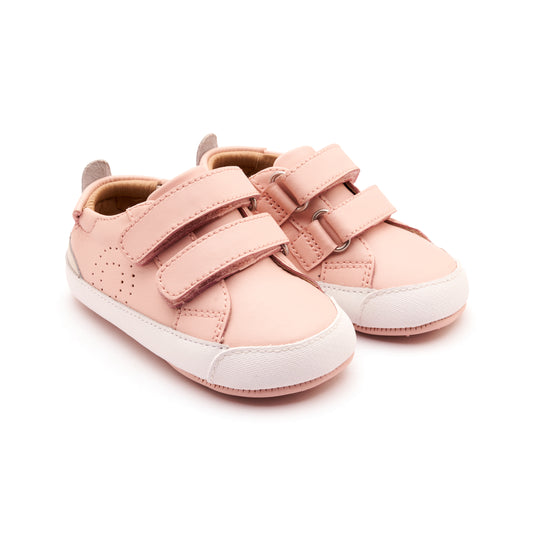 Old Soles 0092RT Baby Tot baby leather shoe in Powder Pink and Sporco with velcro strap detail