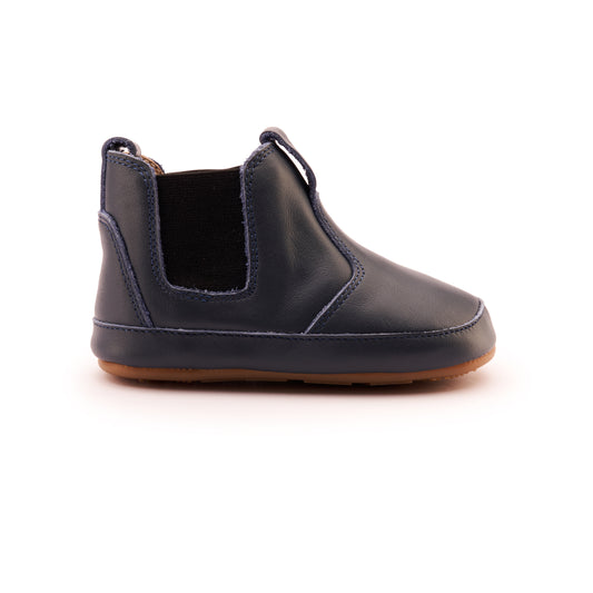 Old Soles 188R Bambini Local baby leather shoe in Navy and Black with classic detail