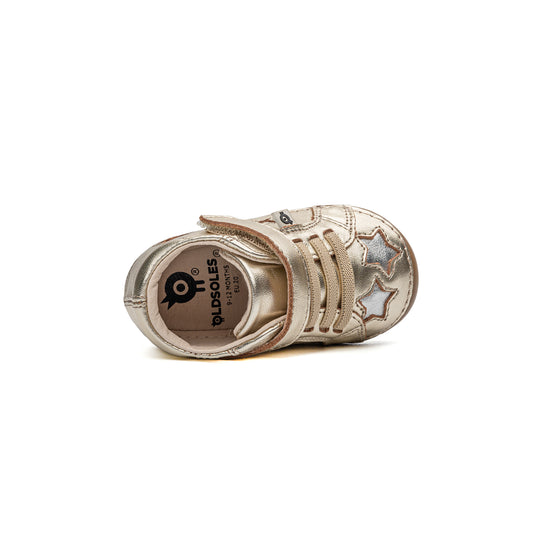 Old Soles 4021 Reach Pave kids leather shoe in Gold and Silver with pave detail