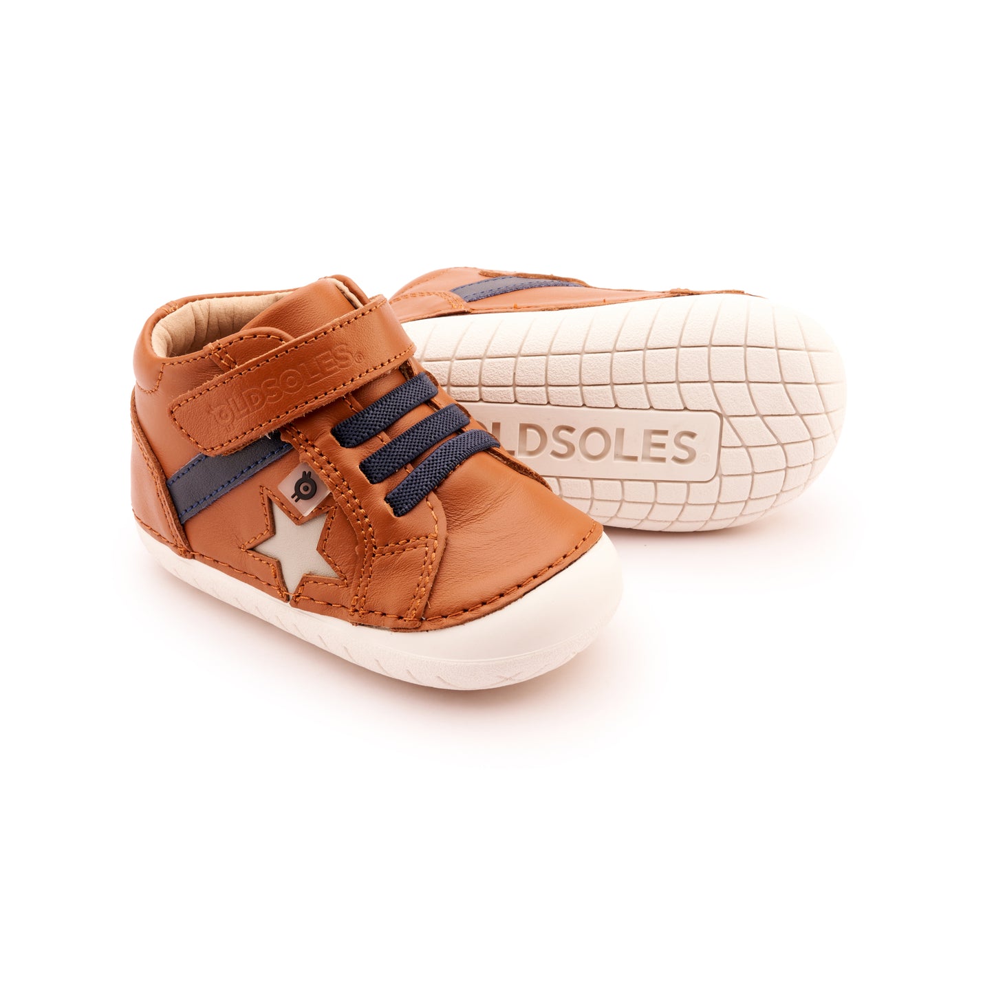 Old Soles 4099 Rad Pave kids leather shoe in Tan, Navy, and Gris with pave detail