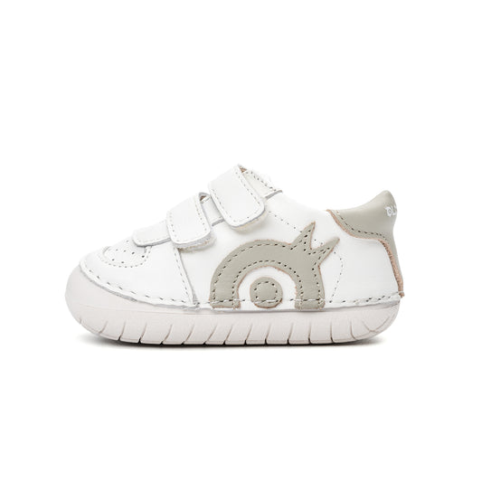 Old Soles 4104 Pave O kids leather shoe in Snow, Gris, Gris, and White Sole with pave detail