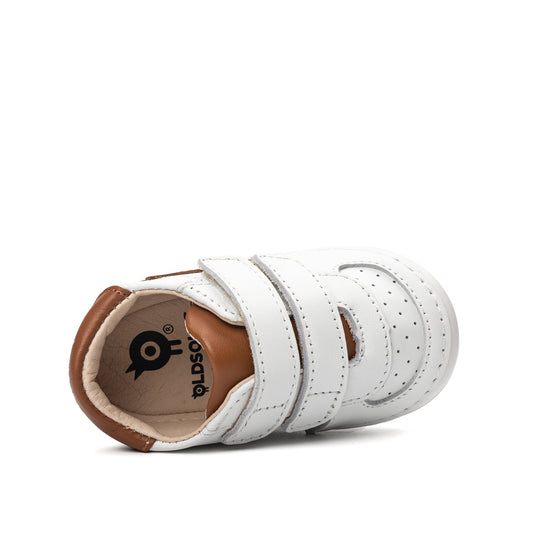Old Soles 4104 Pave O kids leather shoe in Snow, Tan, Tan, and White Sole with pave detail