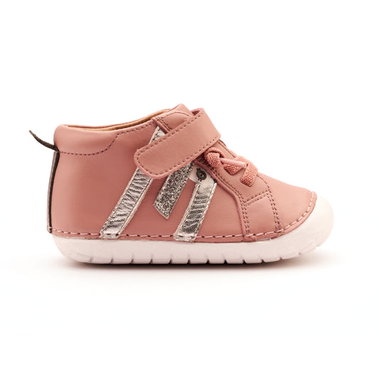 Old Soles 4112 Away Pave kids leather shoe in Kiss and Silver and Glam Argent with pave detail