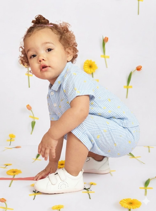 Old Soles 8056 Little Tot kids leather shoe in Denim with velcro strap detail