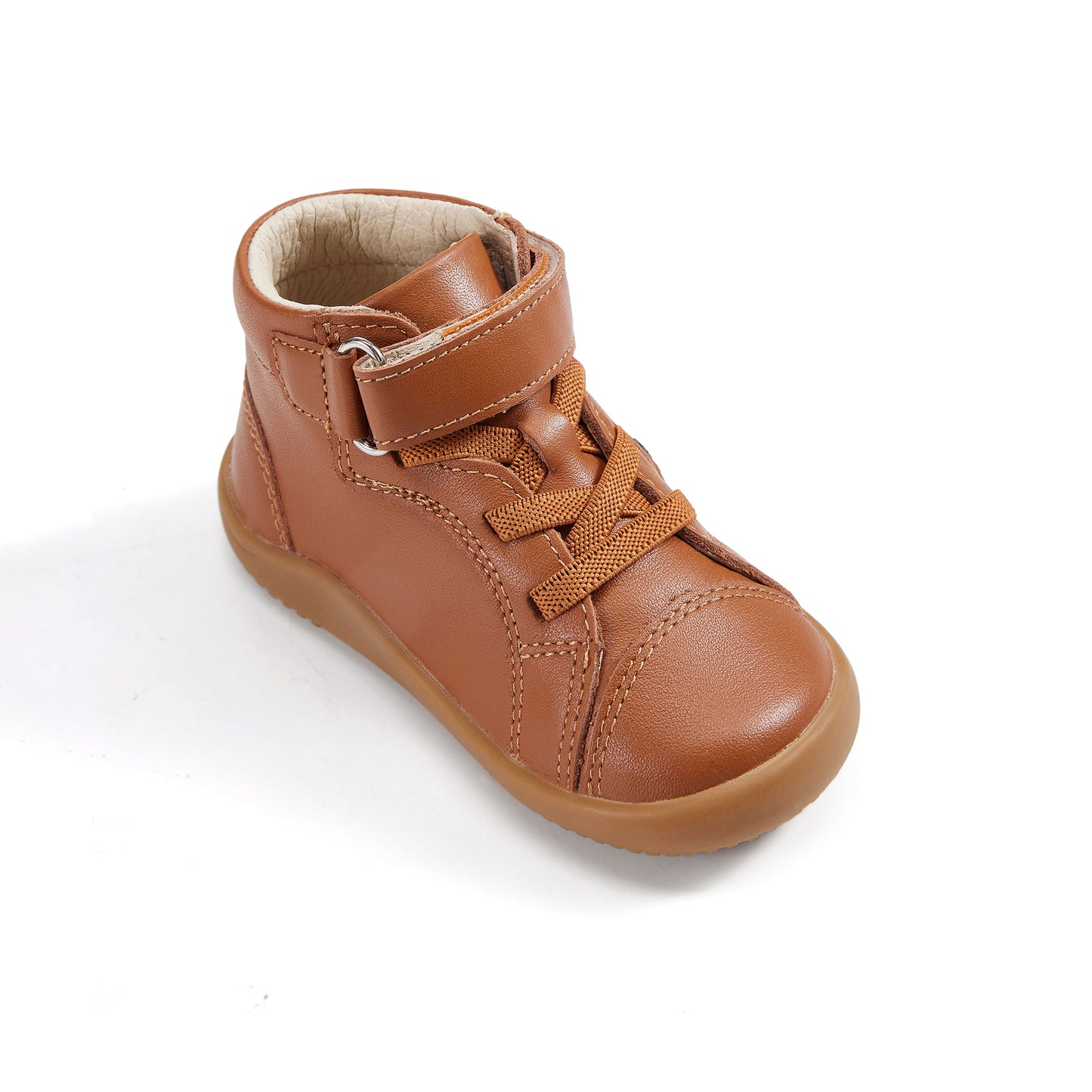 Old Soles 8090 Teddy Ground kids leather shoe in Tan and Natural with rubber sole detail