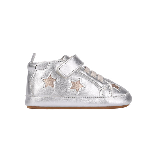 Old Soles 0005R High Splash baby leather shoe in Silver and Copper with splash design