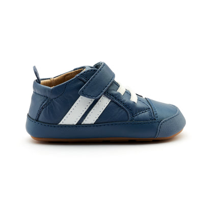 Old Soles 0049RT Low Roller Shoe baby leather shoe in Petrol and Snow with classic detail