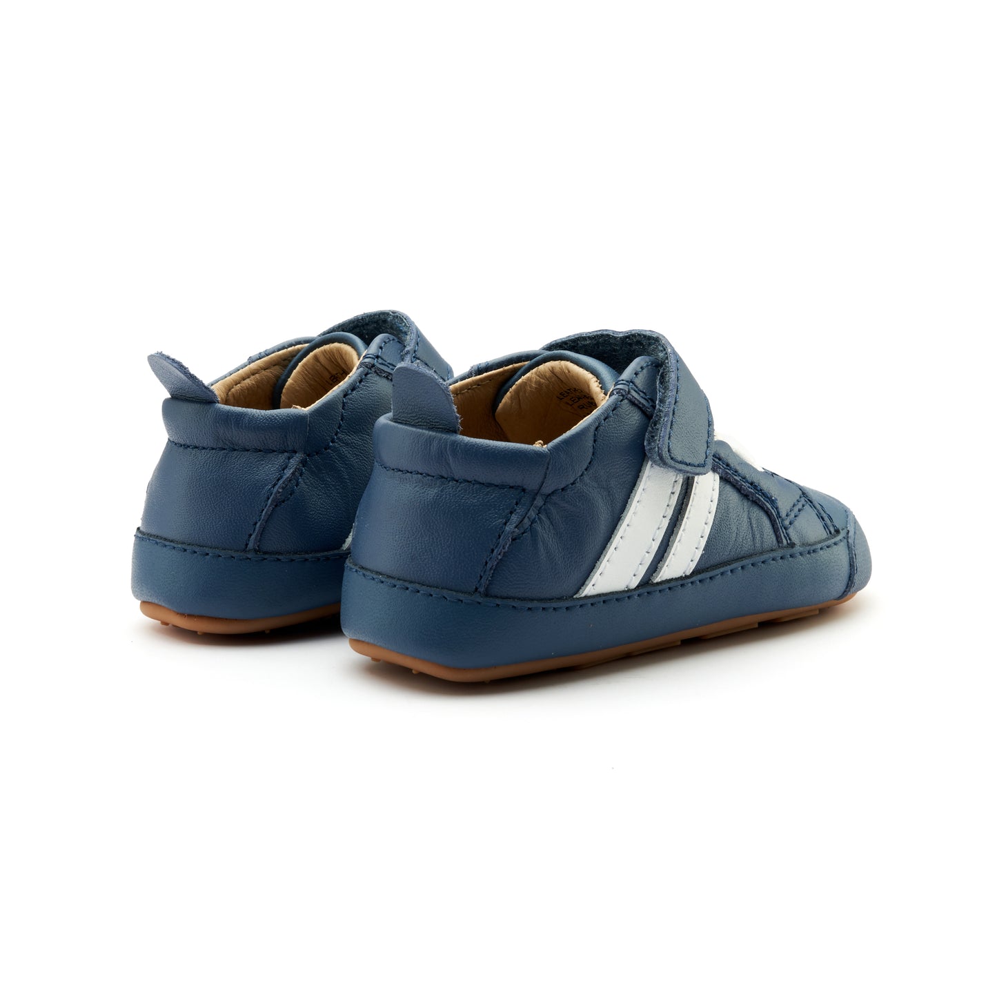 Old Soles 0049RT Low Roller Shoe baby leather shoe in Petrol and Snow with classic detail