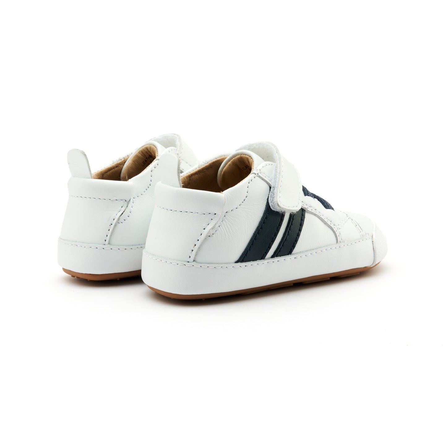 Old Soles 0049RT Low Roller Shoe baby leather shoe in Snow and Navy with classic detail
