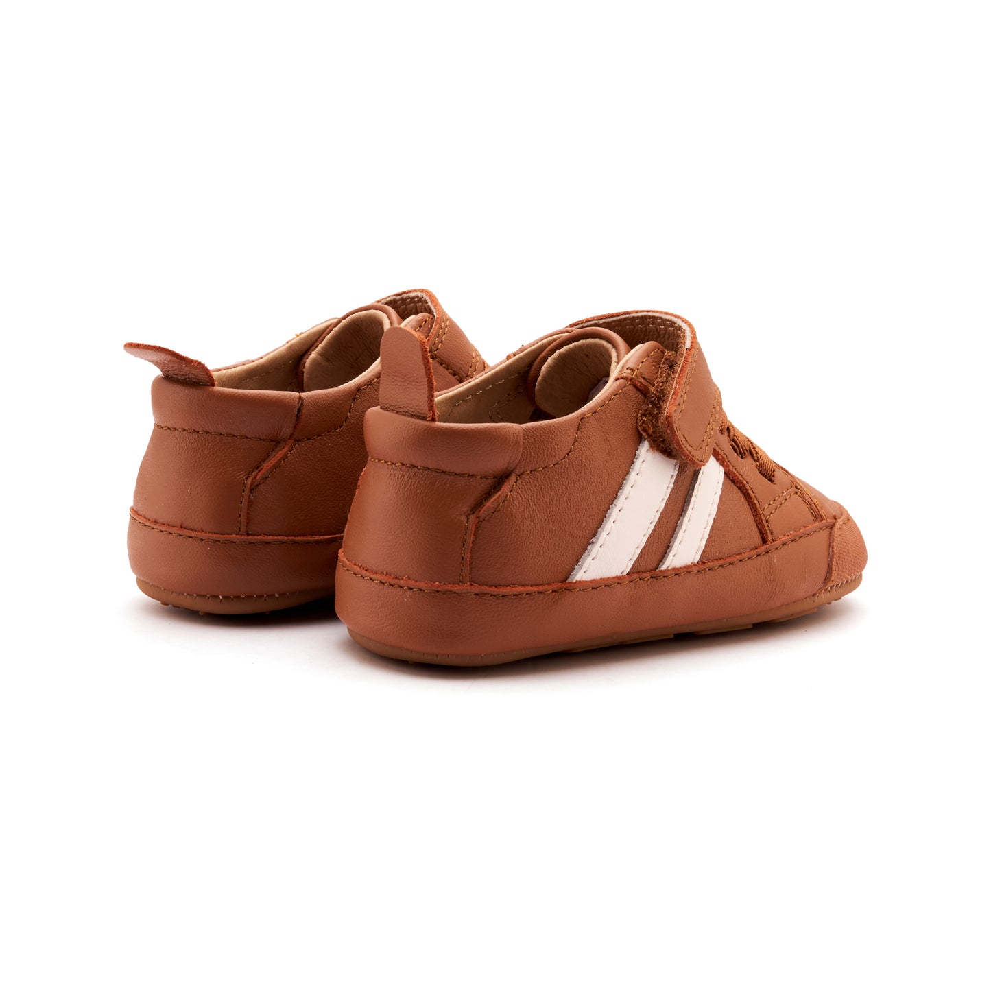 Old Soles 0049RT Low Roller Shoe baby leather shoe in Tan and Snow with classic detail