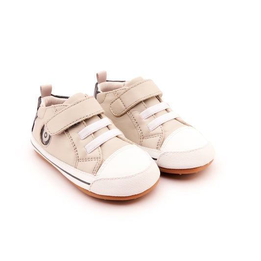 Old Soles 0076RT Team Bub baby leather shoe in Gris and Navy with sporty detail