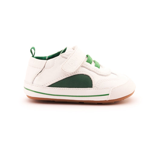 Old Soles 0078RT Meshy baby leather shoe in Snow and Green with mesh detail