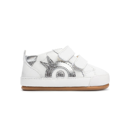 Old Soles 0088RT Baby Dash O baby leather shoe in Snow, Silver, and Silver Sole with classic detail