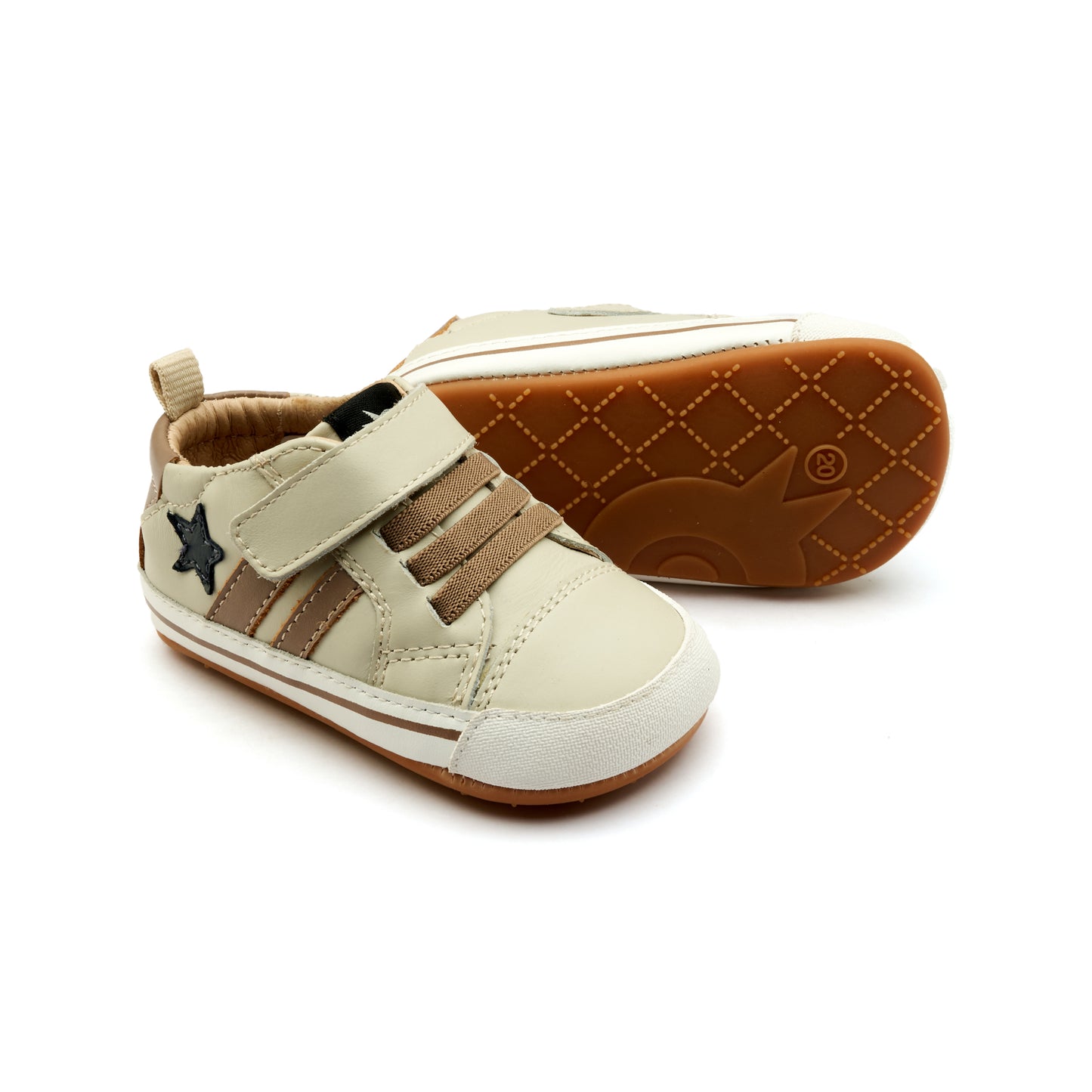 Old Soles 0098RT Wos Baby baby leather shoe in Sporco, Taupe, and Navy with sporty detail