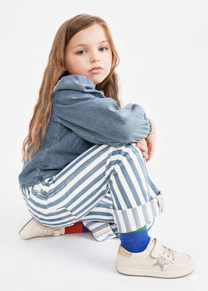 Old Soles 1006 Platinum Runner kids leather sneaker in Nacardo Blanco, Gris, and Glam Argent with star detail