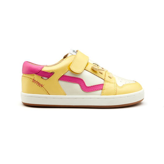 Old Soles 1046 Field Runner kids leather shoe in Lemon, Nacardo Blanco and Candy with classic detail