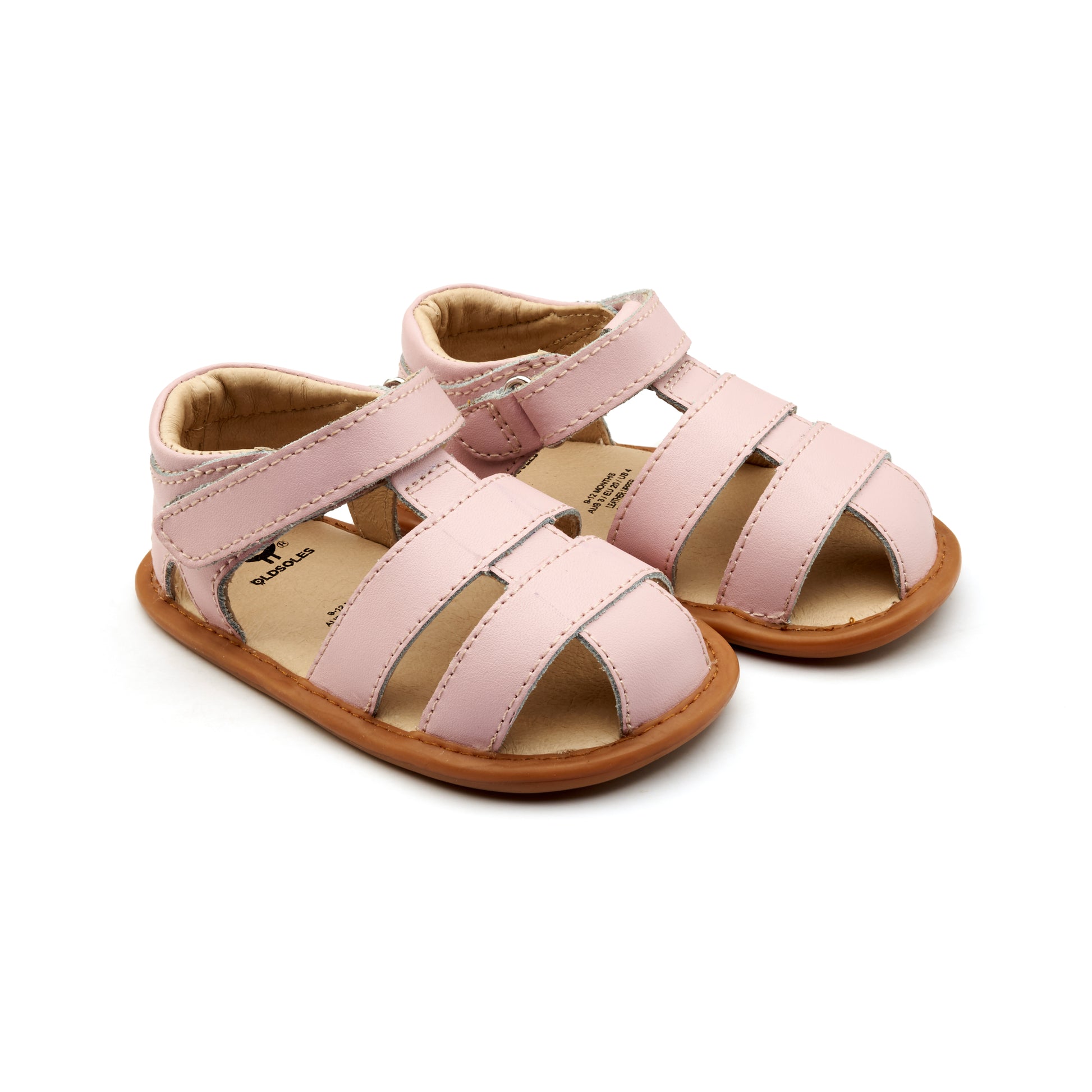 Old Soles 3008 Waves Sandal kids leather sandal in Chalk Pink with open toe detail