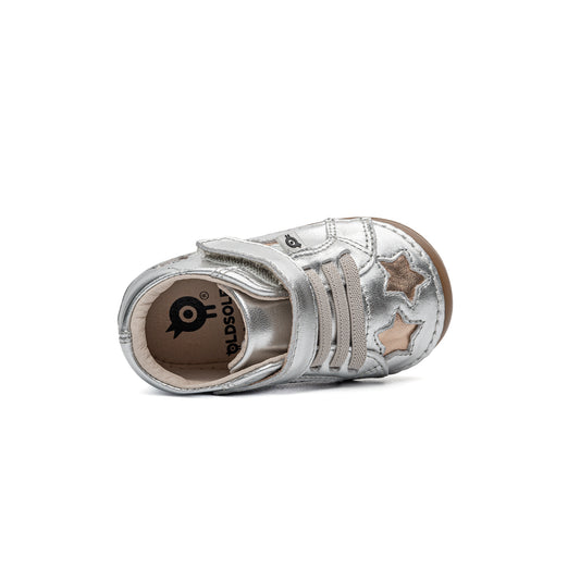 Old Soles 4021 Reach Pave kids leather shoe in Silver and Copper with pave detail