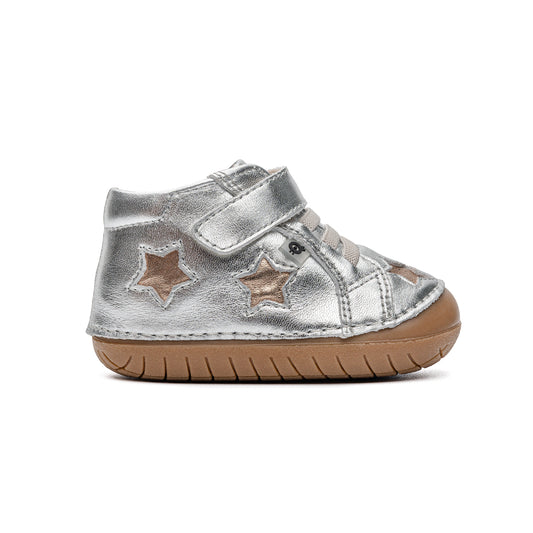 Old Soles 4021 Reach Pave kids leather shoe in Silver and Copper with pave detail