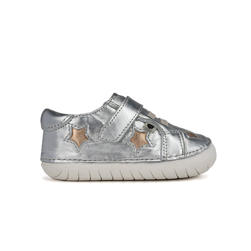 Old Soles 4045 Starey Pave kids leather shoe in Silver and Copper with star detail