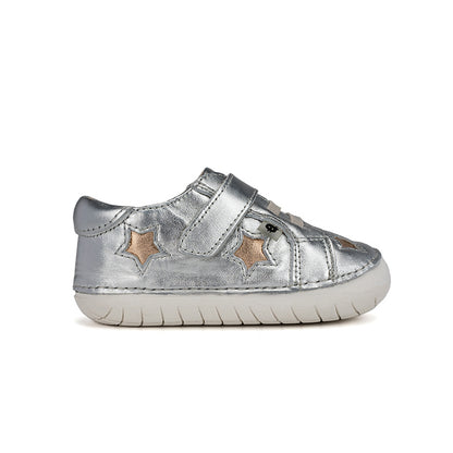 Old Soles 4045 Starey Pave kids leather shoe in Silver and Copper with star detail