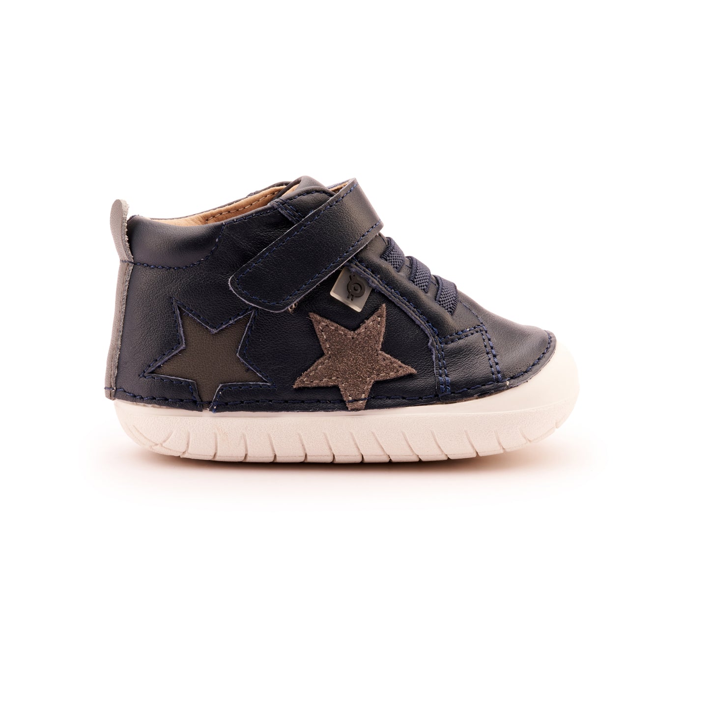Old Soles 4098 Starstar Pave kids leather shoe in Navy, Grey Suede, and Grey with star detail