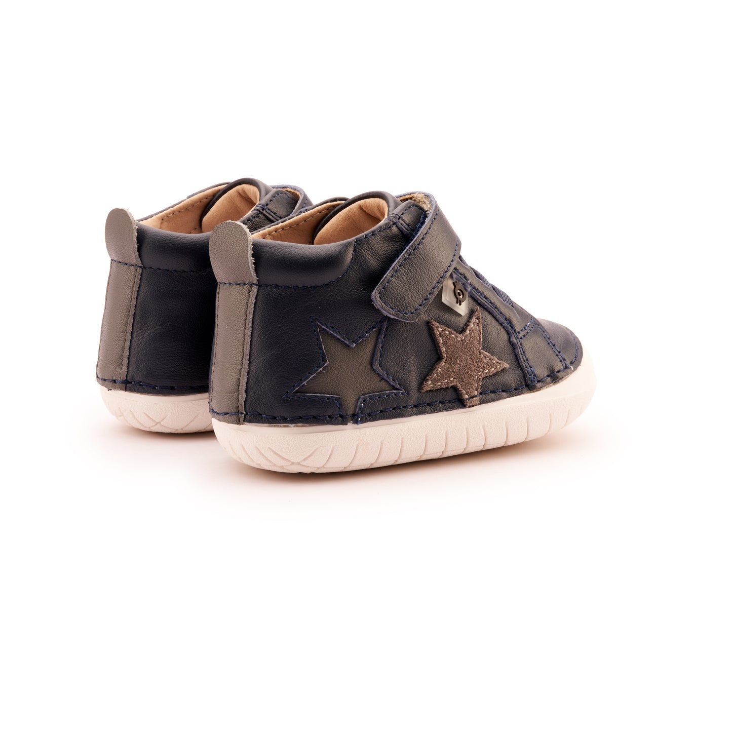 Old Soles 4098 Starstar Pave kids leather shoe in Navy, Grey Suede, and Grey with star detail
