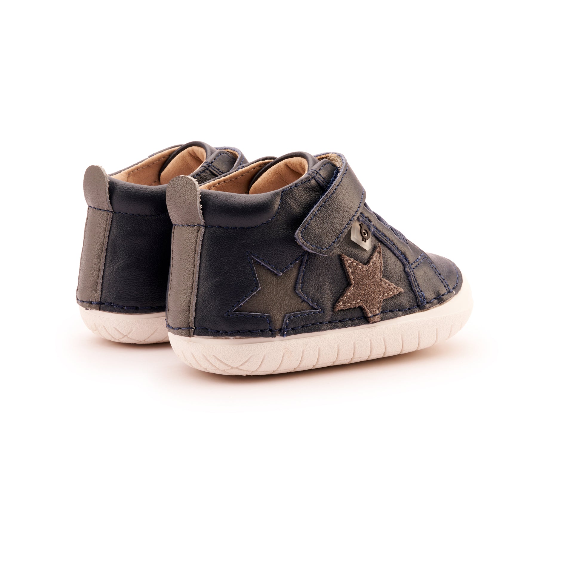 Old Soles 4098 Starstar Pave kids leather shoe in Navy, Grey Suede, and Grey with star detail