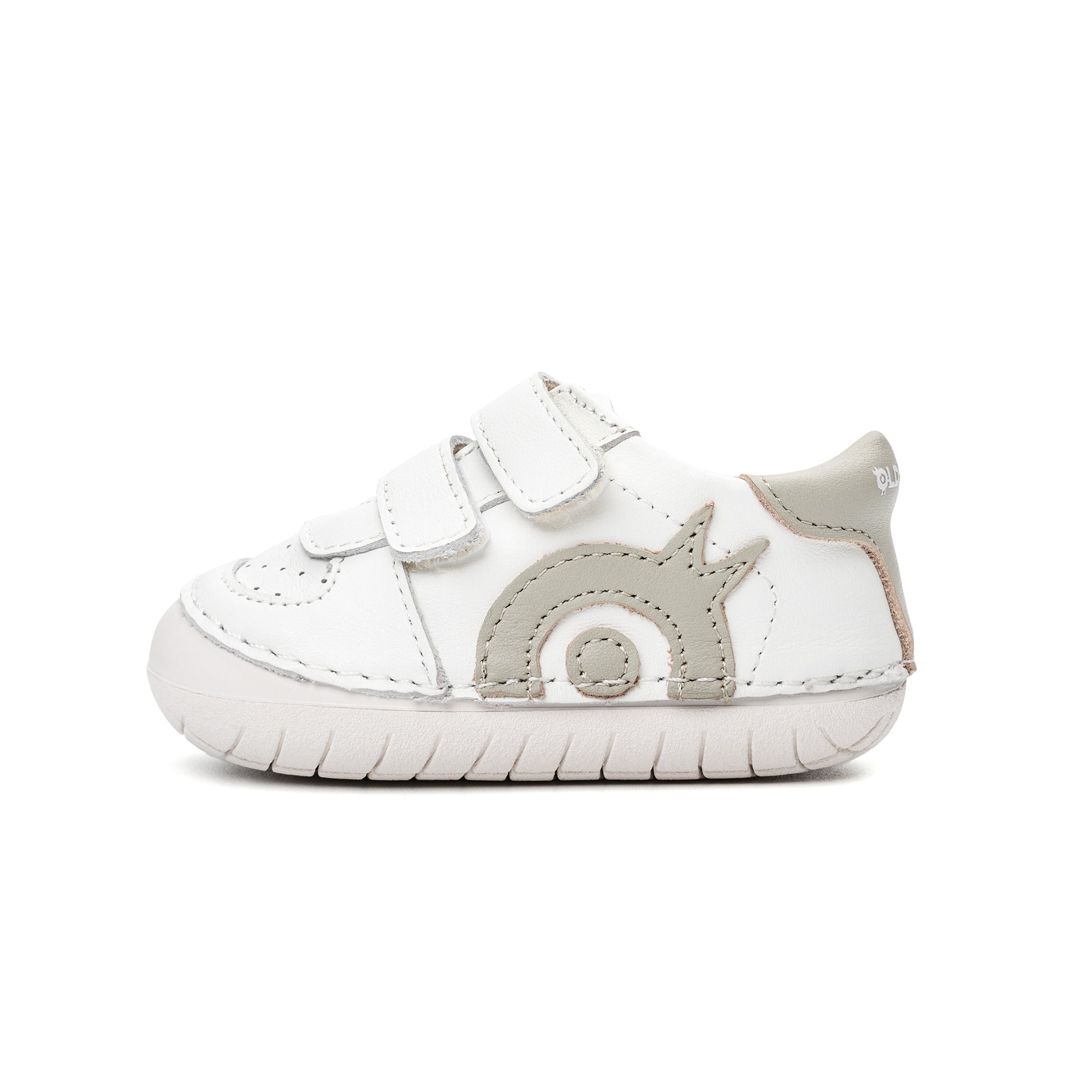 Old Soles 4104 Pave O kids leather shoe in Snow, Gris, Gris, and White Sole with pave detail