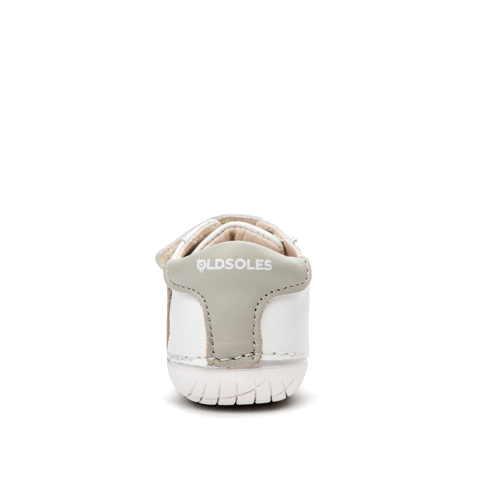 Old Soles 4104 Pave O kids leather shoe in Snow, Gris, Gris, and White Sole with pave detail