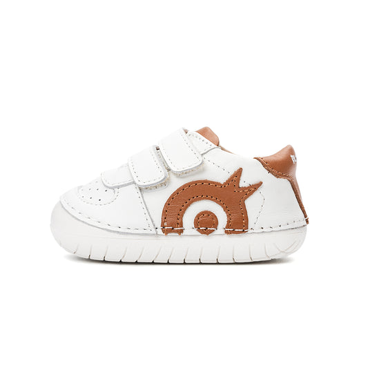 Old Soles 4104 Pave O kids leather shoe in Snow, Tan, Tan, and White Sole with pave detail