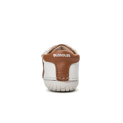 Old Soles 4104 Pave O kids leather shoe in Snow, Tan, Tan, and White Sole with pave detail