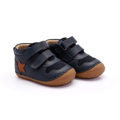 Old Soles 4110 Team Pave kids leather shoe in Navy and Tan with pave detail