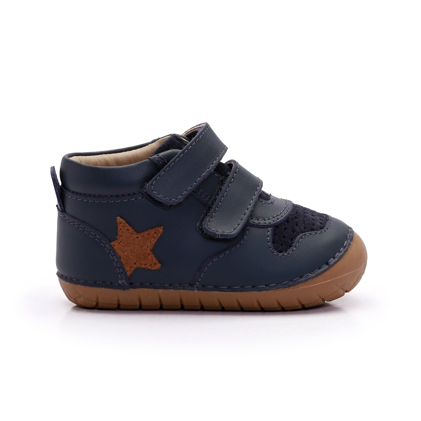 Old Soles 4110 Team Pave kids leather shoe in Navy and Tan with pave detail