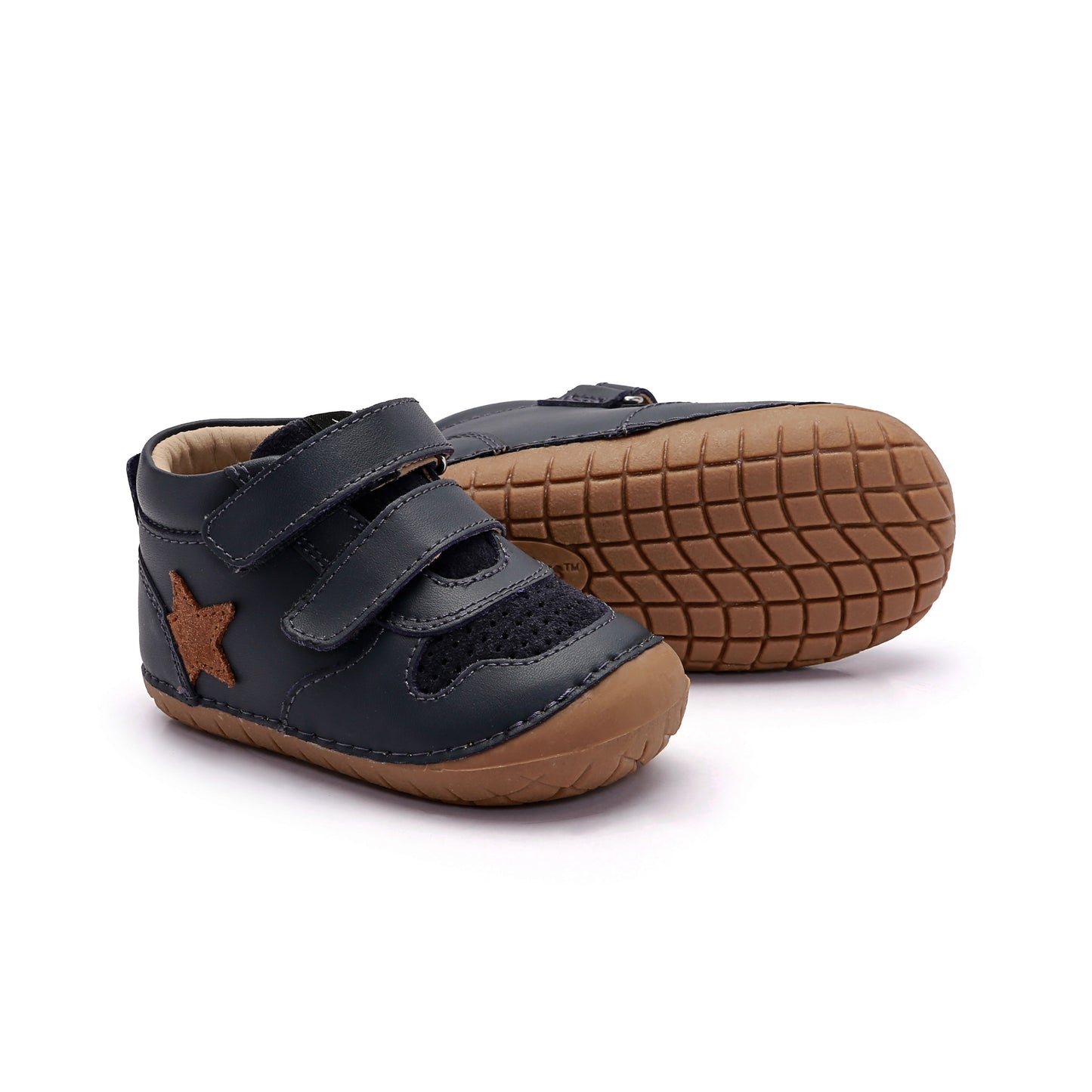 Old Soles 4110 Team Pave kids leather shoe in Navy and Tan with pave detail