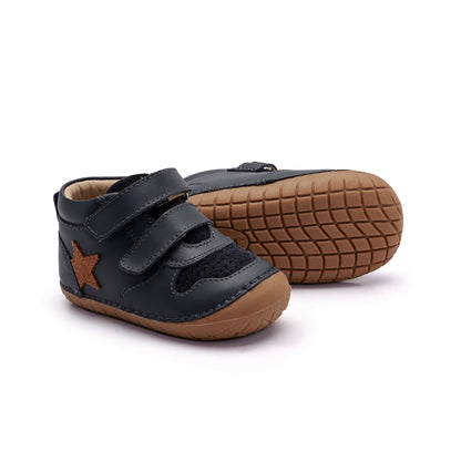 Old Soles 4110 Team Pave kids leather shoe in Navy and Tan with pave detail