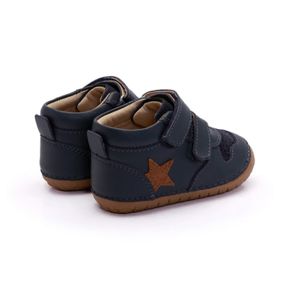 Old Soles 4110 Team Pave kids leather shoe in Navy and Tan with pave detail