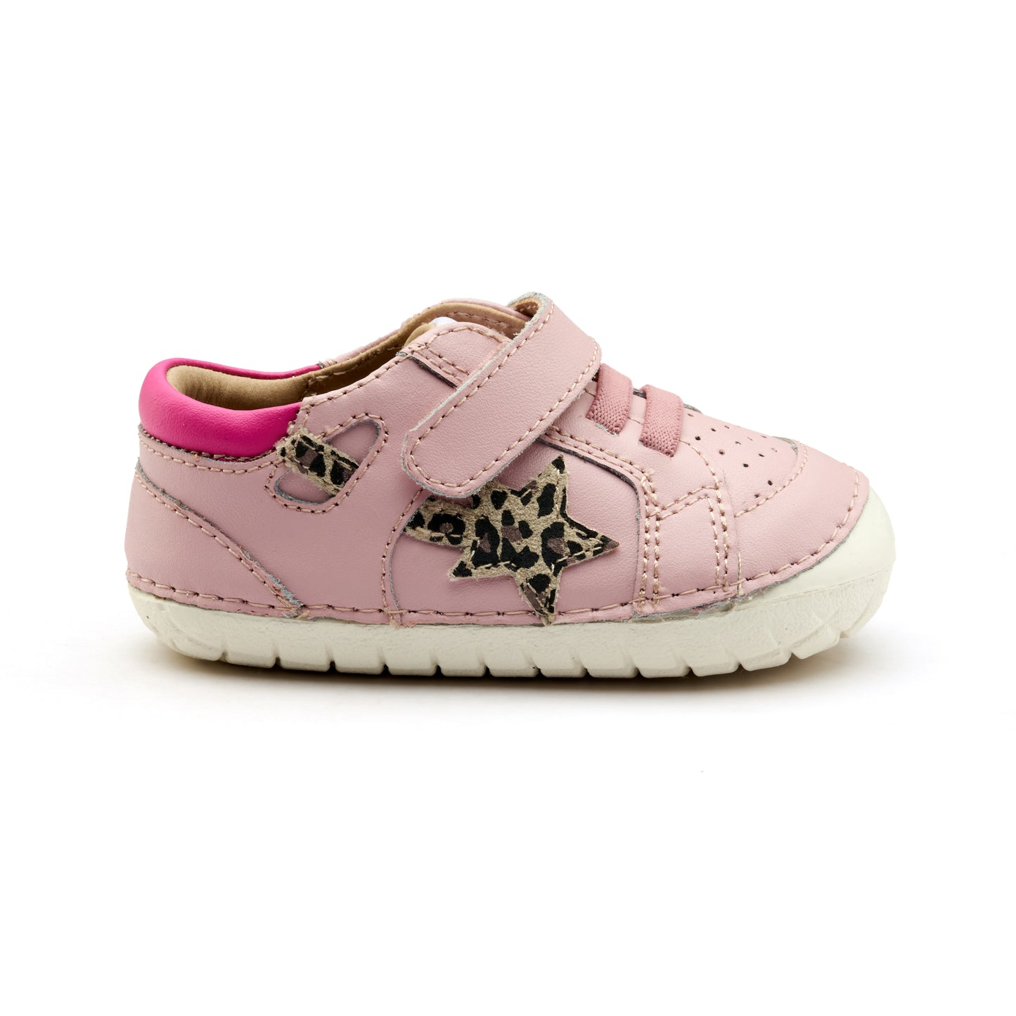 Old Soles 4114 Pavesta kids leather shoe in Chalk Pink and Kat with pave detail