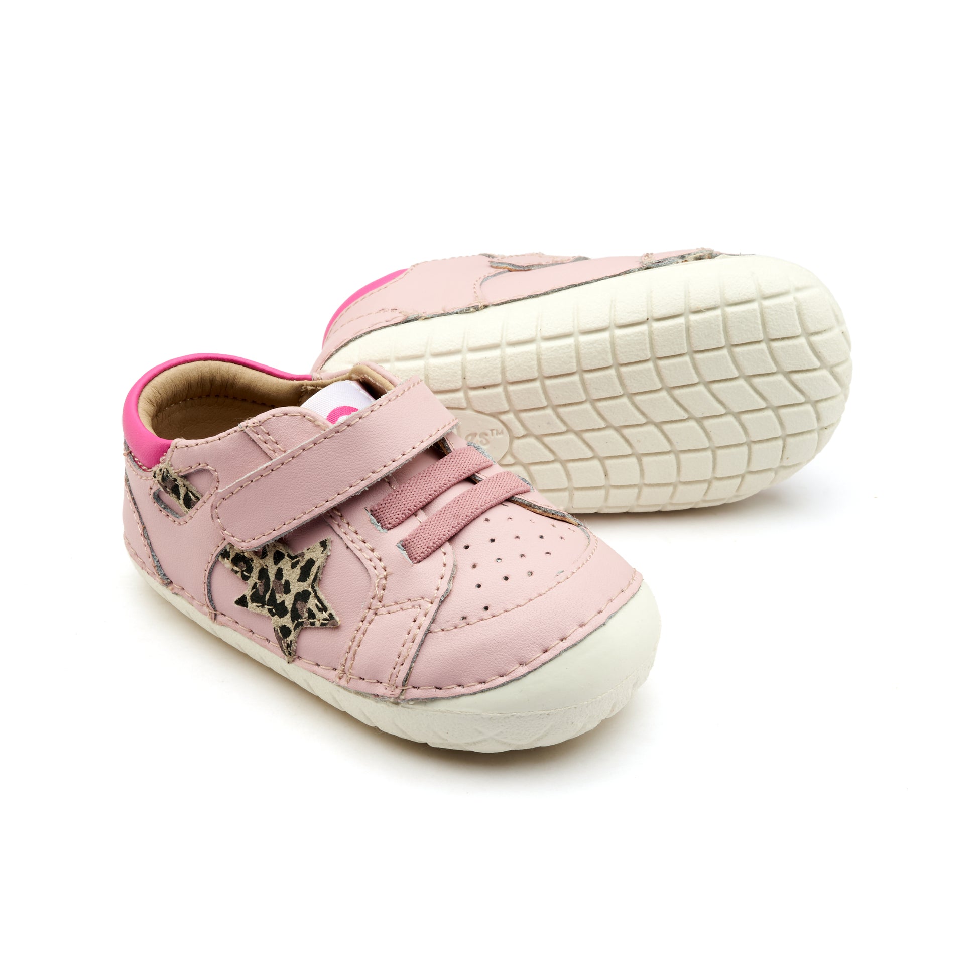 Old Soles 4114 Pavesta kids leather shoe in Chalk Pink and Kat with pave detail