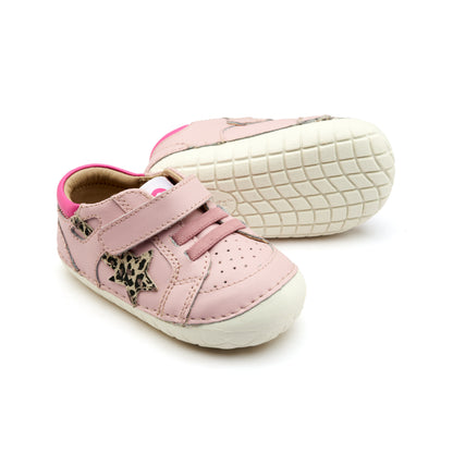 Old Soles 4114 Pavesta kids leather shoe in Chalk Pink and Kat with pave detail