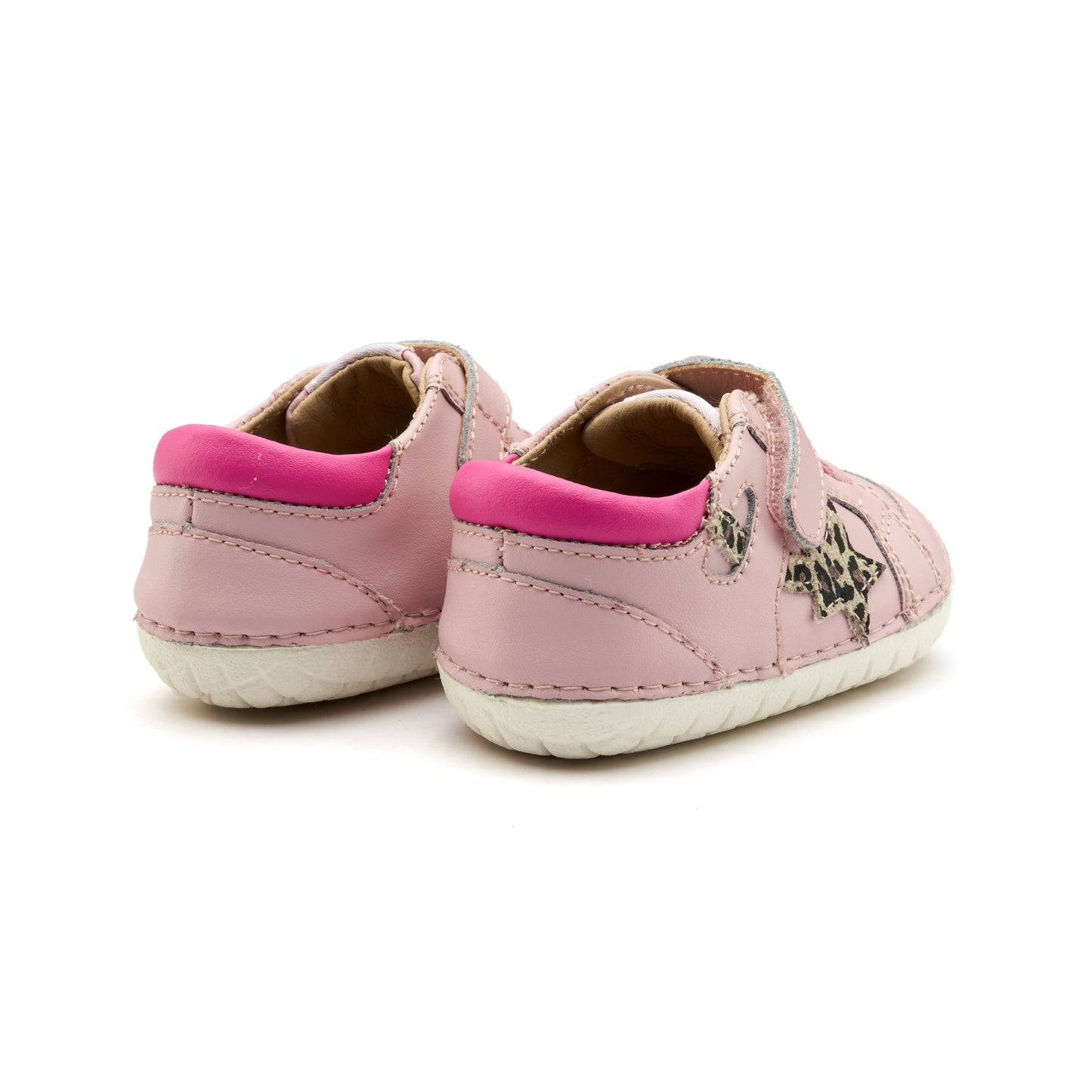 Old Soles 4114 Pavesta kids leather shoe in Chalk Pink and Kat with pave detail