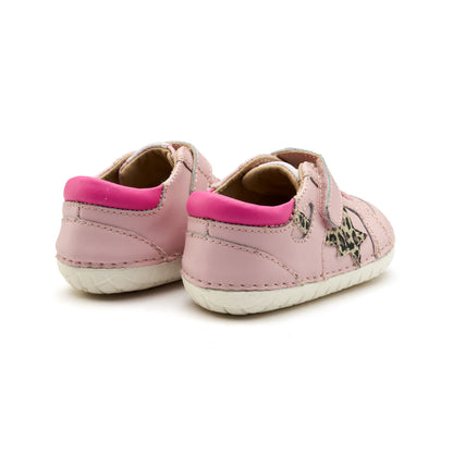 Old Soles 4114 Pavesta kids leather shoe in Chalk Pink and Kat with pave detail