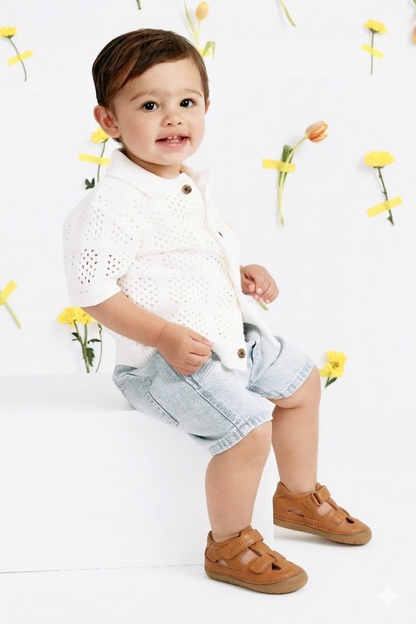 Old Soles 4121 Res Pave kids leather shoe in Tan with pave detail