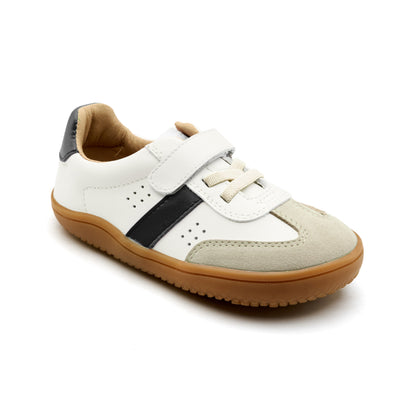 Old Soles 6500 Stylin Barewalk kids leather barefoot shoe in Black and White with barefoot design