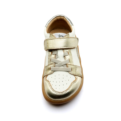 Old Soles 6501 Popcorn Barewalk kids leather barefoot shoe in Gold with barefoot design