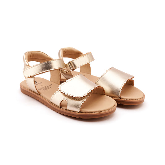Old Soles 7044 Ripple Sandy kids leather sandal in Gold with ripple detail