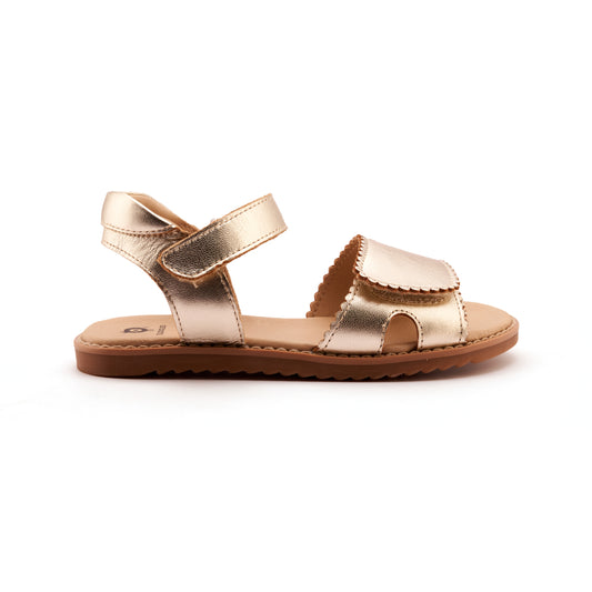 Old Soles 7044 Ripple Sandy kids leather sandal in Gold with ripple detail